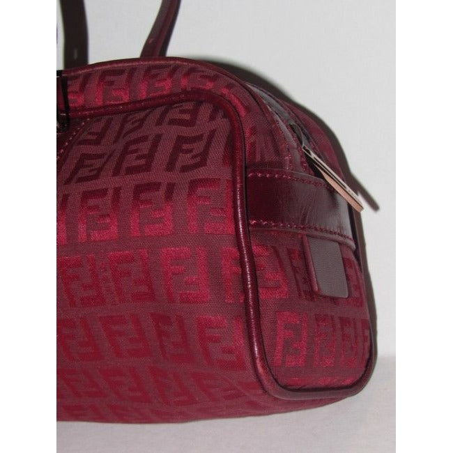 Fendi Shoulder Pursesdesigner Purses Dark Red Zucchinorose Gold Canvas And Leather Satchel