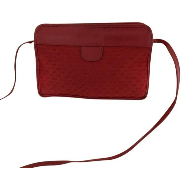 Gucci Vintage Red Gg Canvas Cross Body Clutch