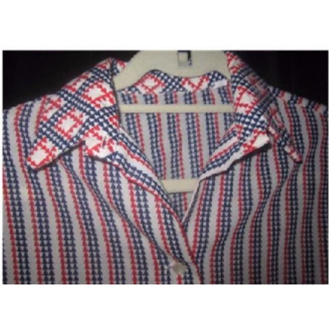 Lanvin Red White And Blue Print Button Down Top