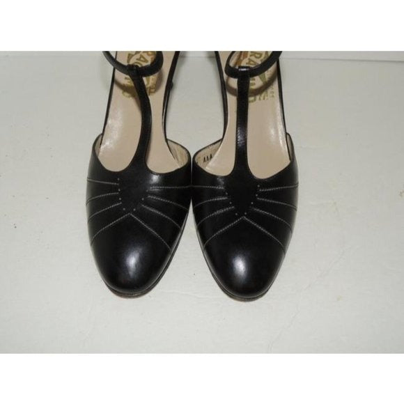 Ferragamo Black Mary Janes w White Stitching