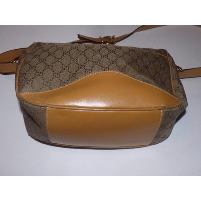 Gucci Vintage Shades Of Brown Leather Canvas Cross Body Bag