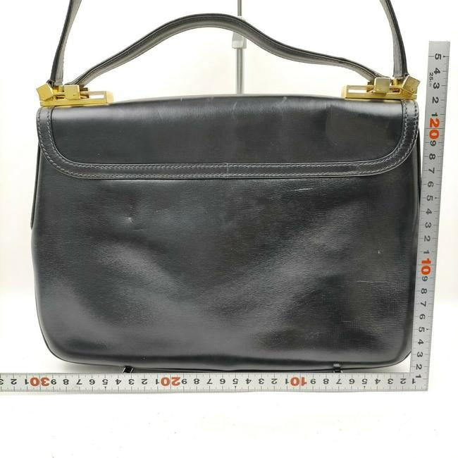 Gucci W Two Way Vtg Kelly Removable Strap Black Leather Cross Body Bag