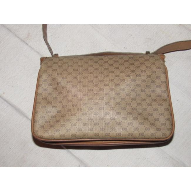 Gucci Vintage Pursesdesigner Purses Brown Small G Logo Print Coated Canvas And Camel Leather Shoulde