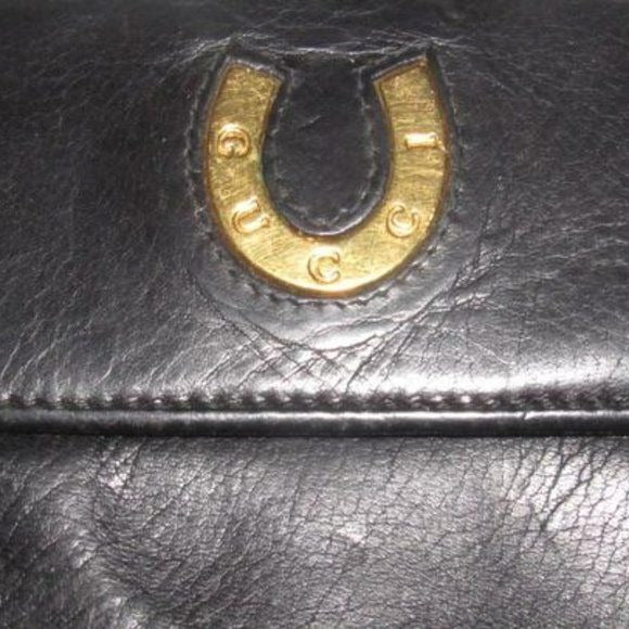 Gucci Supple Black Leather Bi-fold Horseshoe