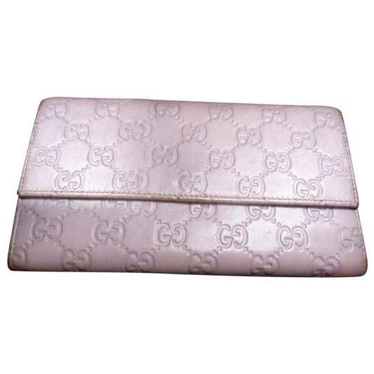 Gucci Lavender With Embossed G Logo Xl Large Leather Wallet