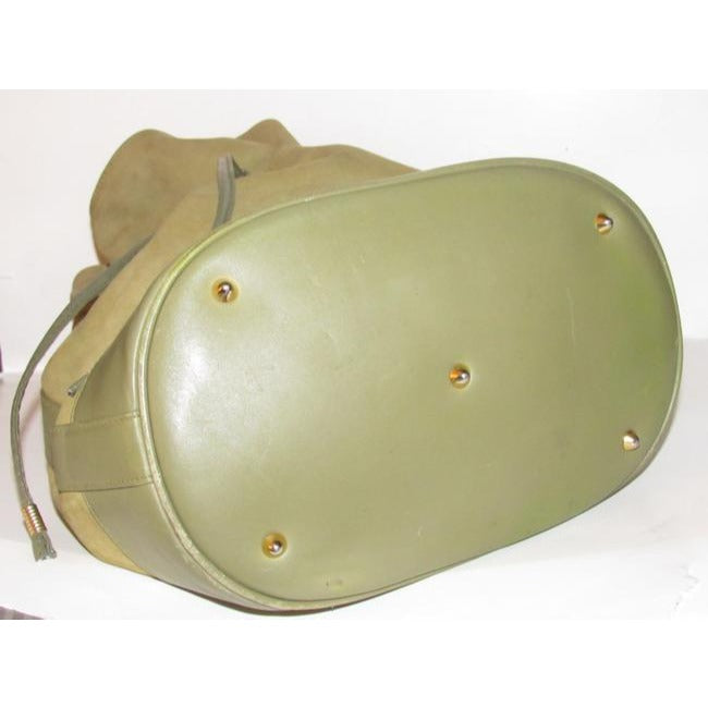 Gucci Vintage Pursesdesigner Purses Aloe Green Suede And Leather With Gold Accents Satchel