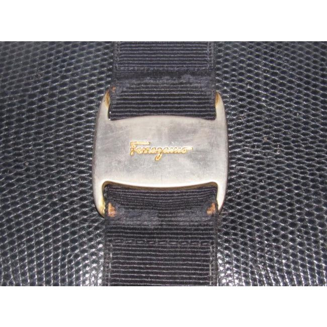 Salvatore Ferragamo Navy Blue Textured Leather Vintage Vara Bi Fold Wallet