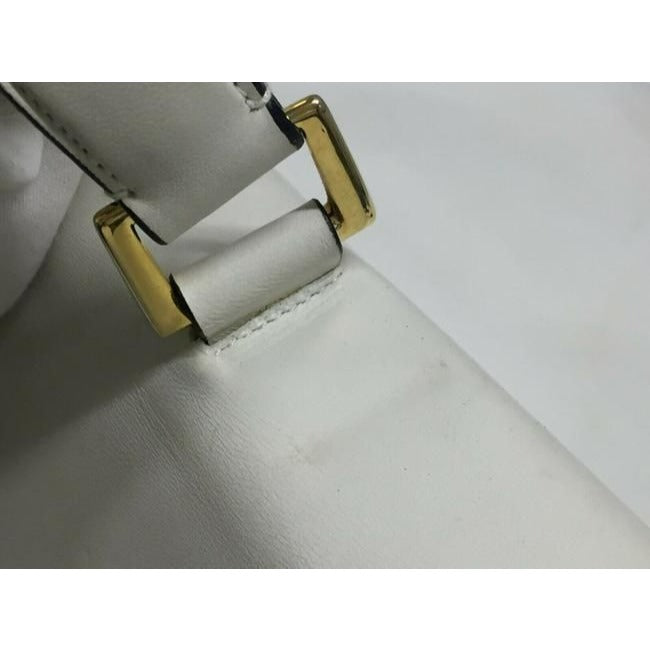 Prada Vitello Daino Handle Style Purse Super Soft White Leather Satchel