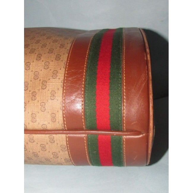 Gucci Vintage Small G Logo Print Coated Canvas And Leather With Red And Green