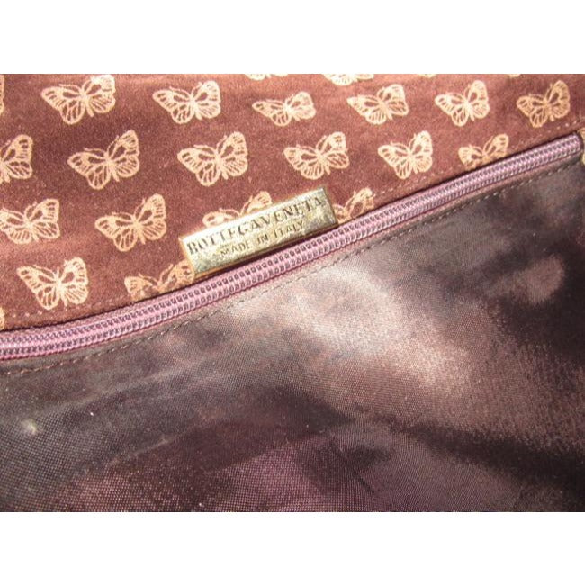 Bottega Veneta Vintage Pursesdesigner Purses Embossed Pink Butterfly Print On Brown Suede And Brown