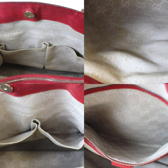 Gucci Vintage Top True Red Leather With Bamboo Handles And Gold Hardware Tote