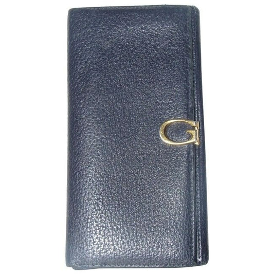 Gucci Navy Leather Exterior And Lining With Gold G Hinge Closure Vintage Wallet