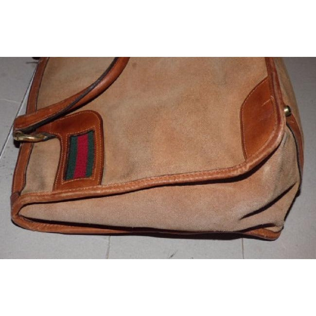 Gucci Vintage Logo Doctor S Satchelsdesigner Purses Camel With Redgreen Accents Leathersuede Satchel