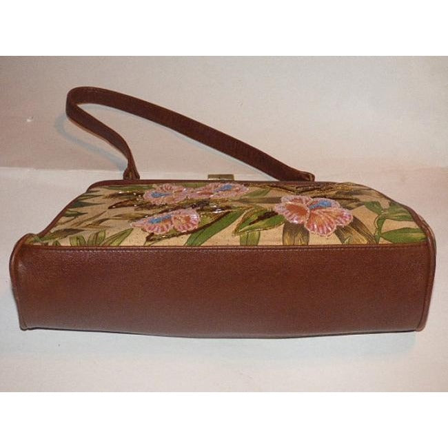 Vintage Pursesvintage Purses Floral And Brown Canvas Leather Shoulder Bag