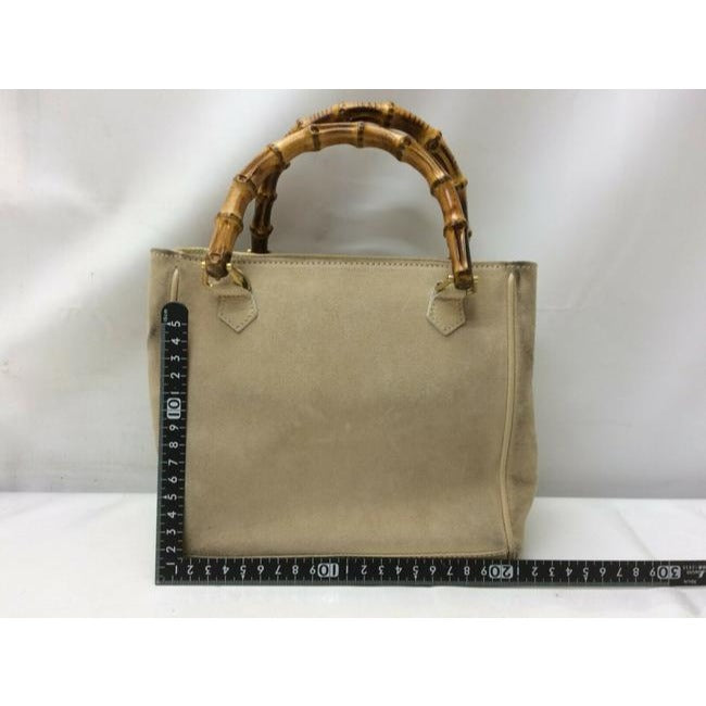 Gucci Stone Suede And Leather With Two Bamboo Handles Satchel