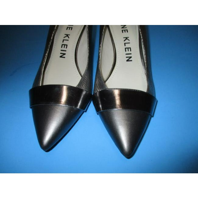 Anne Klein Gray Silver Pewter Lizard Print Glossy Pointed Toe Pumps Size Us