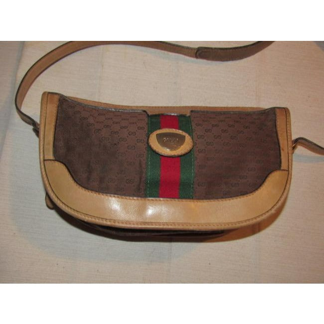 Gucci W Guccissima Canvas Leather Half Moon Shape Red Green Brown Micro G Bag