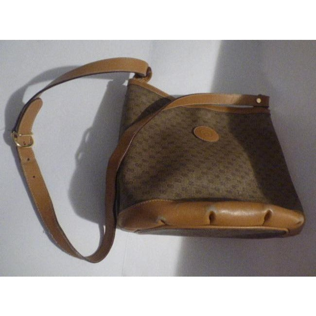 Gucci Vintage Brown Small G Logo Coated Canvas And Leather Satchel