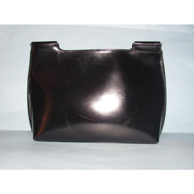 Gucci Vintage Glossy Black Leather Shoulder Bag