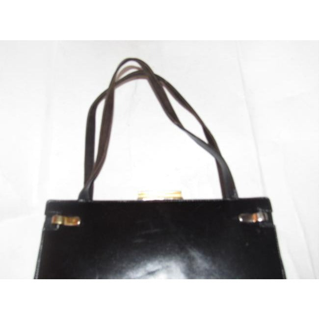 Gucci Vintage Black Leather And Satin Shoulder Bag