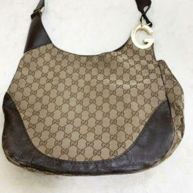 Gucci Shoulder Brown Guccissima Print Canvas And Leather Hobo Bag