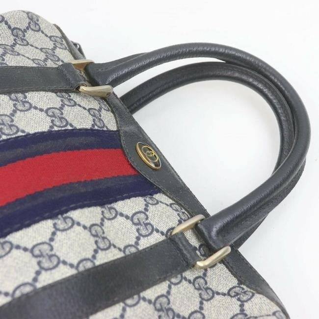 Gucci Boston Bag Guccissima With And Blue Navy G Printrednavy Stripe Leathercoated Canvas Satchel