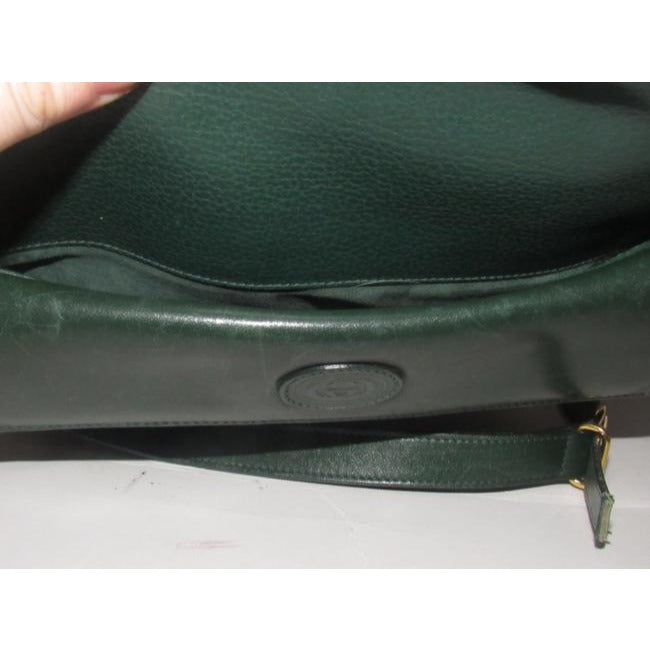 Gucci Round Canteen Style Textured Green Leather Satchel