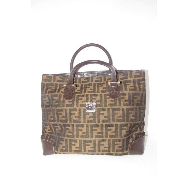 Fendi Top Handle Tobacco Zucca Print Canvas And Leather Satchel