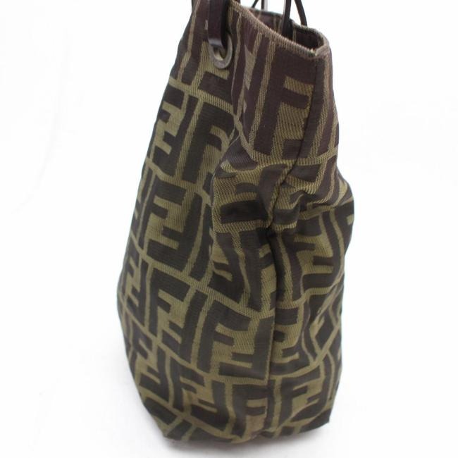 Fendi Brown Tobacco Zucca Large F Logo Print Canvas And Brown Leather Tote