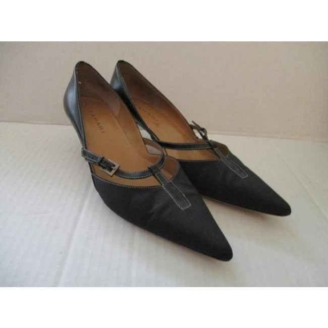 Tahari Black Noel Pointed Toe Slingback Kitten Pumps Size Us