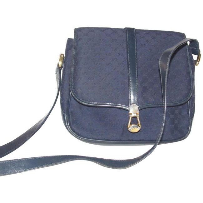 Gucci Vintage Pursesdesigner Purses Blue Leather And Gg Leather Shoulder Bag