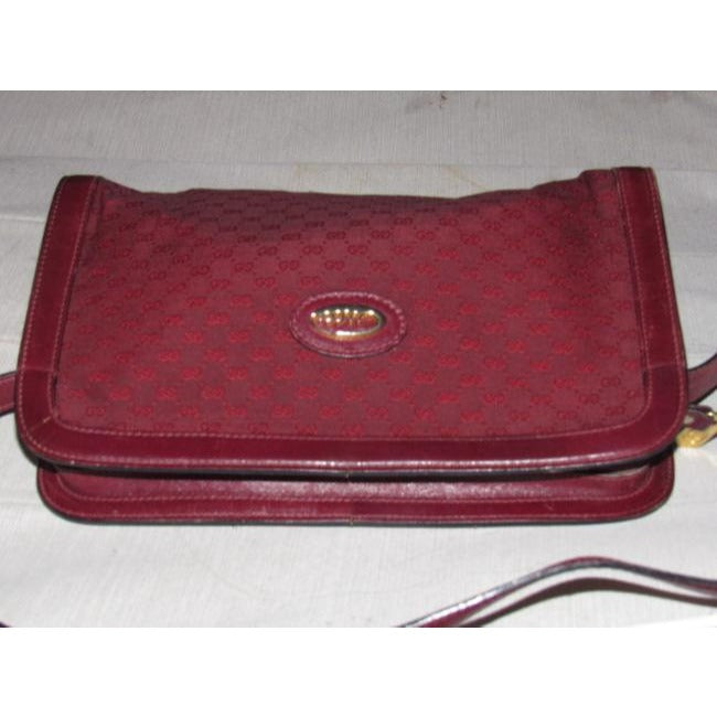 Gucci Vintage Pursesdesigner Purses Burgundy Small G Logo Canvas And Leather Leathercanvas Shoulder