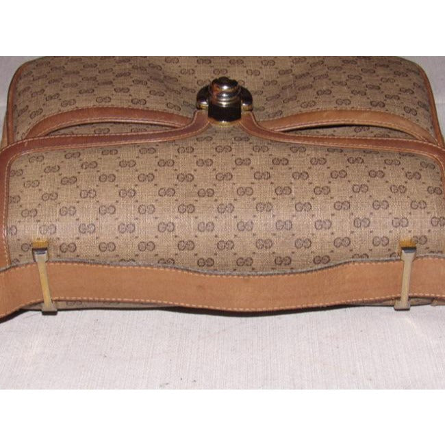 Gucci Vintage Pursesdesigner Purses Brown Small G Logo Print Coated Canvas And Camel Leather Shoulde