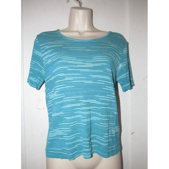 Missoni Turquoise With Lime Green White And Black Thin Striped Design Vintage Top