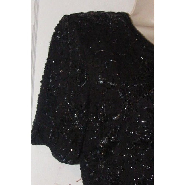 Stenay Black Silk Vintage Bead Sequins Top