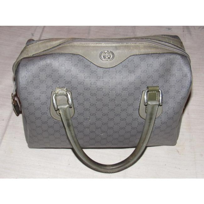 Gucci Vintage Pursesdesigner Purses Dark Grey Small G Logo Print On Lighter Grey Coated Canvas And G