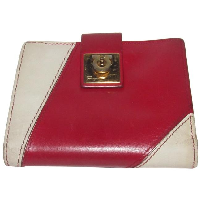 Salvatore Ferragamo Red And White Leather Vintage Wallet