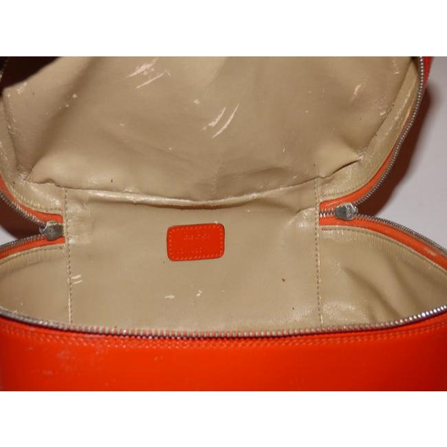 Gucci Vintage Reddish Orange Glossy Leather Satchel