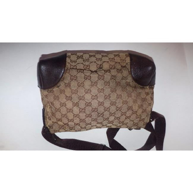 Gucci Gg Web Cross Brown Large G Logo Print Canvas And Leather