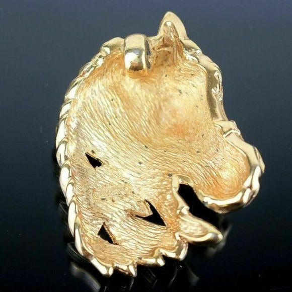 DIOR Horse Pendant in Gold with Clear Rhinestones