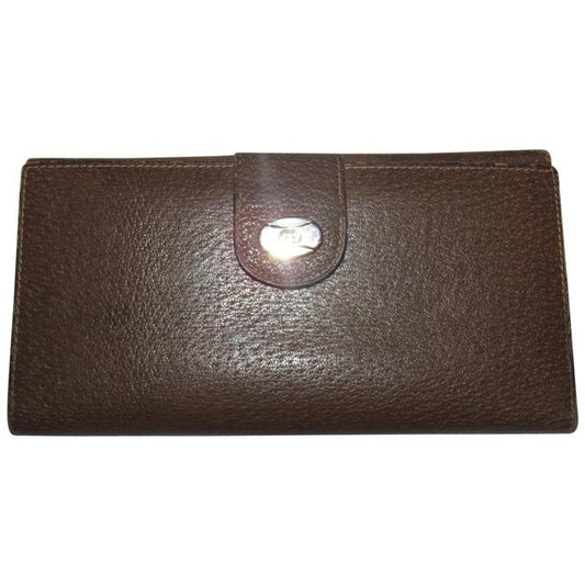 Gucci Brown Leather Two-Tone Clasp Collection Continental Wallet