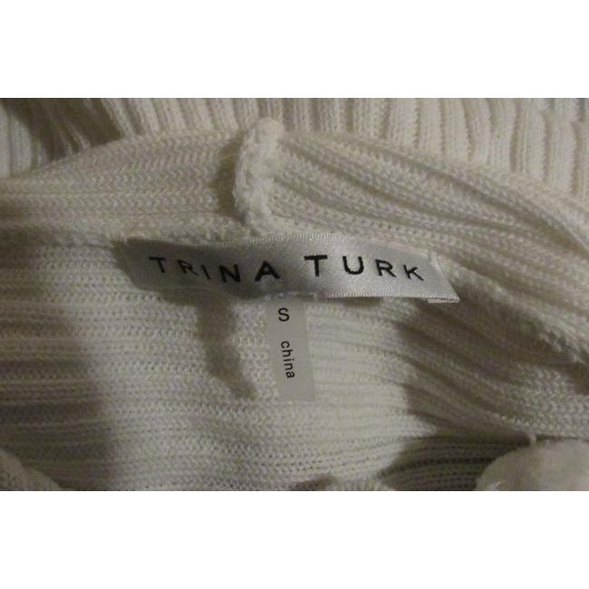 Trina Turk White With Textured Design And Pom Pom Accents At The Hem And Hood Top