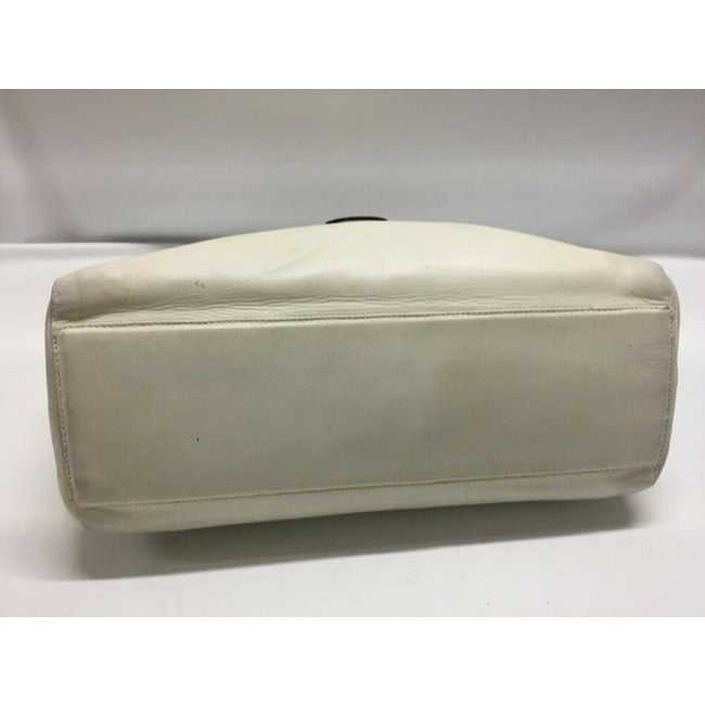 Prada Vitello Daino Handle Style Purse Super Soft White Leather Satchel