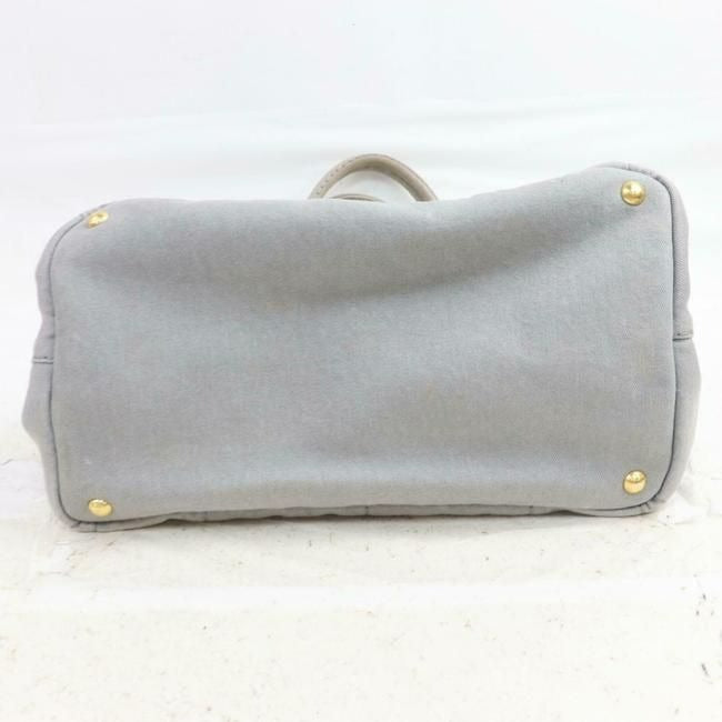 Prada Shoulder Bag Canapa Two Way Style Grey Heavy Canvas With A White Logo