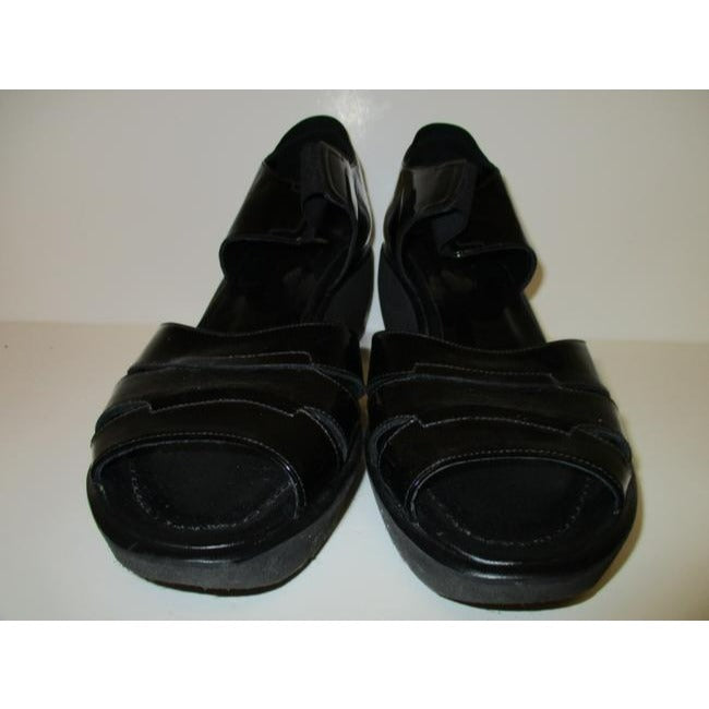 Donald J Pliner Patent Black Nura Sandal Wedges Size Us