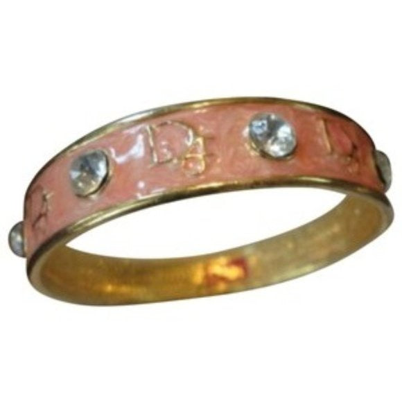 Dior pink enamel bangle bracelet w Swarovski crystals