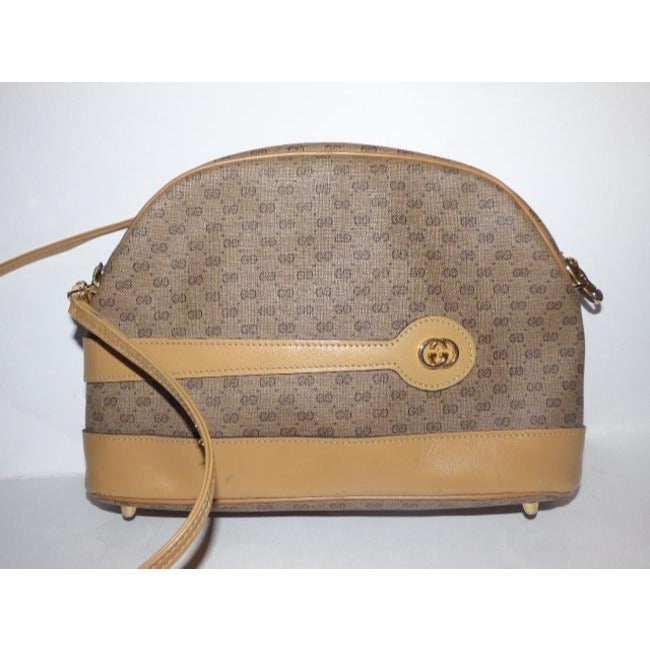 Gucci Vintage Shades Of Brown Leather Coated Canvas Cross Body Bag