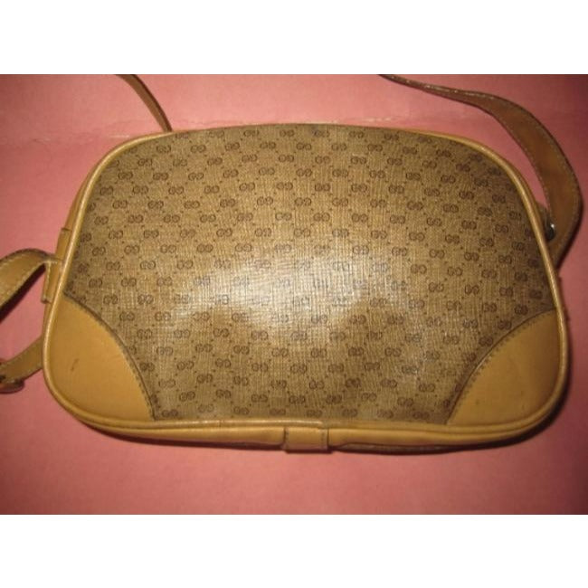 Gucci Vintage Hobo Shades Of Brown Leather Coated Canvas Cross Body Bag