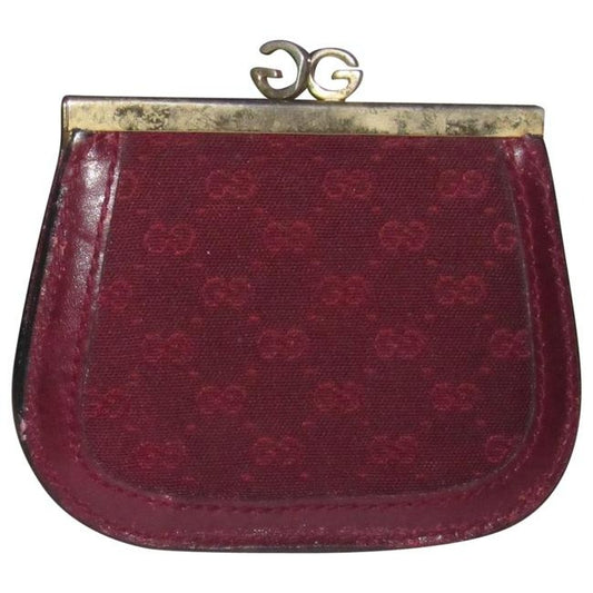 Gucci Burgundy Small G Logo Print Vintage Wallet