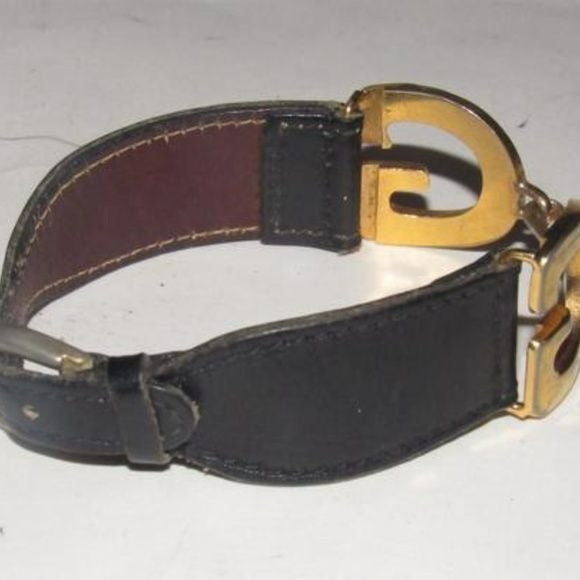 Vintage Gucci Gold, 'G' Logo Buckle Bracelet